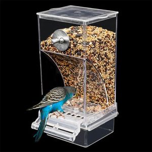 No Mess Bird Feeders Automatisk papegoja matare dricker akrylfrö mat behållare bur tillbehör för små och medelstora parakit 240407