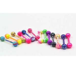 100pcs gövde takılar piercing dil yüzüğü barbells meme çubuğu 14G 1 6mmx16mmx6mm karışık güzel renkler Noel hediyesi1783143