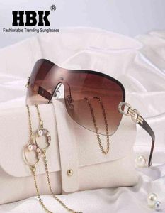 HBK Itália Gladiente de grandes dimensões Glasses de sol Mulheres envolvem Rhinestone Vintage Sun Glasses Ladies Wide Shield Designer Shields Y2K Y25807040