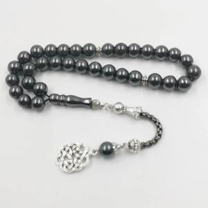 Tasbih Natural Hematite Style Misbaha Muslim Prayer Beads Eid Adha Arab Jewelryのためのイスラム教ロザリオブレスレットギフト240402