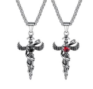 Acciaio inossidabile caduceus angelo simbolo di medicina dottore infermiera collana a ciondolo per maschile boys5733640