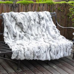 Blankets CX-D-11C 120X170cm Sofa Area Rug Soft Real Fur Patchwork Throw -Drop Blanket