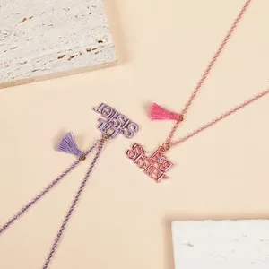 Pendant Necklaces Sweet Cute Pink Letter Necklace Friend Fashion Versatile Alloy Gifts For Girlfriends As Holiday Jewelry