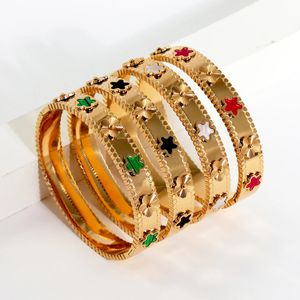 Fashion Gold Color Stainless Steel Flower Five Stars Bracelets Bangles For Women Love Cute Bracelet Jewelry Party Gift 240412