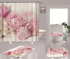 Cortinas de chuveiro Cortina de flor de moda Banheiro impermeável Decoração de tecido de poliéster com gancho 180x200cm
