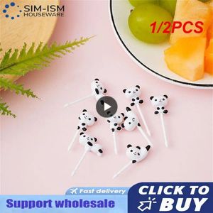 Forks 1/2PCS Cute Panda Fruit Fork Kids Snack Dessert Decoration Toothpick Lunch Salad Accessories Cake Picks