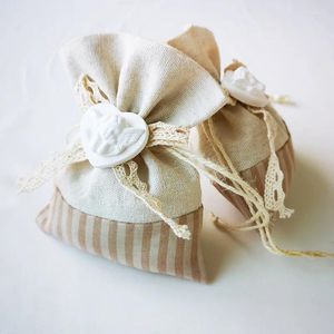 Decorazione per feste 10 pezzi borse da cofano in tela borse da regalo organza confezionamento del matrimonio per bambini cioccolato.