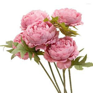 Decorative Flowers 7 Branches Champagne Artificial Peony Home El Wedding Party Bouquet DIY Decoration Mother's Day Gift