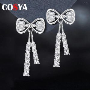 ダングルイヤリングCosya D Color Moissanite 925 Sterling Silver Tassels Ear Stud