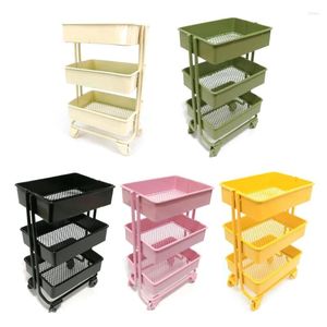 Kitchen Storage Mini Trolley Floor Rack With Wheel Dollhouse Miniature Furniture Shelf Bookshelf Display Decoration