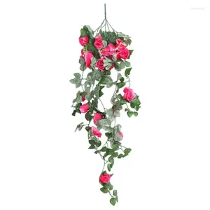 Vasos Rose Vine Flower Flower Garland com folhas verdes parede de flores de flores para recepção