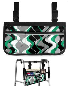 Förvaringspåsar solid abstrakt linje gradient smaragd grön rullstol väska armstöd sida elektrisk skoter promenad rampåse