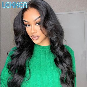 Lekker Wavy 13x1 T Part Lace Front Human Hair For Women Glueless Bob Brazilian Remy Hair 30inch Body Wave Middle Part s 240408