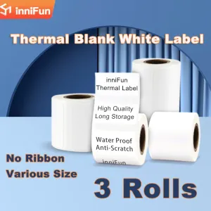 Papier innifun 3Rolls weiß Blanker Etikett Aufkleber Multifunktional wasserdichte Kratzerresistent zur Identifizierung von Produkten