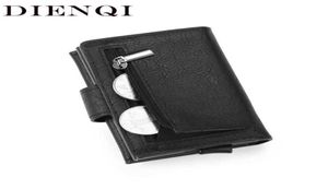 Dienqi RFID Blockering av kreditkortshållare män plånböcker smala tunt företag läder metall korthållare ficka fodral magiska smart plånbok2327936