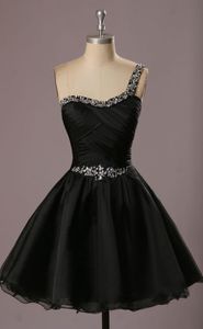 Short Homecoming Dresses Cheap 2019 Vestidos De Festa De 15 Anos Curto One Shoulder Black Cocktail Party Dress8756334