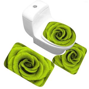 Badmatten bedrucktes Blumenmuster Set Badezimmer Teppiche Nicht rutschmikrofaser Toiletten Teppiche Boden Teppich