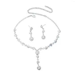 Brincos de colar Set Rhinestones Bridal Wedding Jewelry para a festa de Natal do ano