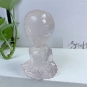 Dekorativa figurer 6cm hög kvalitet Clear Quartz Meditation Alien Carving Figurine Healing Crystal Statue Home Decoration Gemstone Craft