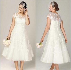 Czyste koronkowe suknie ślubne z iluzją dekoltu krótkiego rękawu długość ślubna suknie ślubne Aplikacje 2015 Splusowe suknie ślubne 8870987