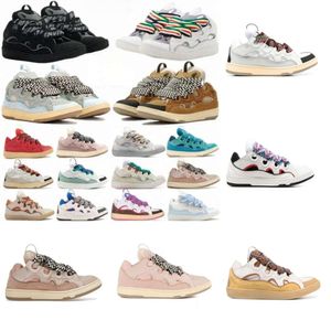 Mens womens leather curb sneakers designer dress running shoes extraordinary casual calfskin nappa sneaker platform men sports trainers