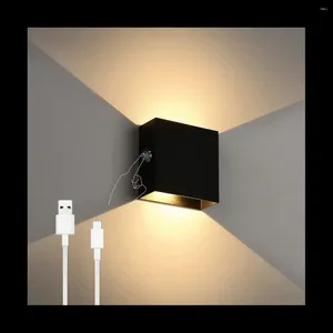 Förvaringspåsar Touch Wall Lamp USB laddningsbar nattljus aluminium magnet inomhus dimbar (varmt ljus)