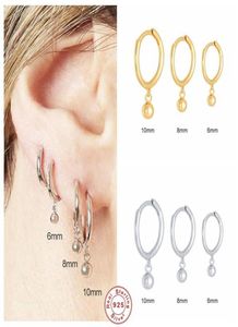 Dangle Shandelier Aide 925 Sterling Silver Beads Pendant Hoop Earrings for Women Girls Gift Small Coin Ring Circle Earring Party6213406