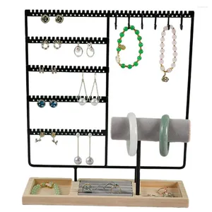 Jewelry Pouches Storage Rack Large Capacity Display Stand Detachable Wooden Holder Bracelet Necklace Watch Earrings Organizer