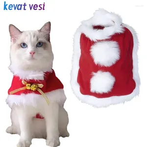 Kattdräkter juldräkt Santa Cloak Pet för små katter varma hundar kappa kappa klär upp kläder husdjur leveranser