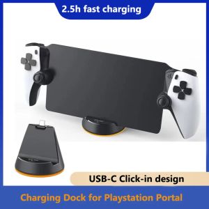 Ställer Dock för PlayStation Portal Remote Player Accessories, PS5 PS 5 Portal Stand Base med LED -indikator Charger Station