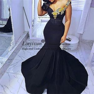 Sukienki imprezowe Elegancka czarna syrenka długa bal maturalny kwiat kobiet kobiety formalne suknie wieczorowe