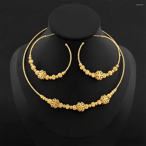 Necklace Earrings Set Fashion Dubai Gold Color Jewelry Women Italian Luxury Quality 18K Plated Earring Bridal Wedding