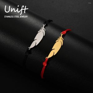 Charm Bracelets Unift Feather Women For Stainless Steel Charms Red String Bracelet Trendy Minimalist Jewelry Couple Wedding Gift
