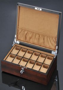 Titta på lådor fall 12 slots träarrangör lyxklockor hållare fodral trä smycken gåva fall lagringslåda med lock2832224