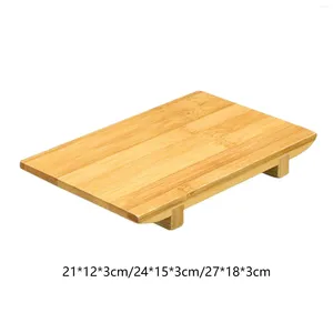 Dekorativa figurer Sushi Plate Kitchen Traditionell bänkskiva Cutting Tray Lagringsbeteckna Bambu som serverar matplattor Rektangel