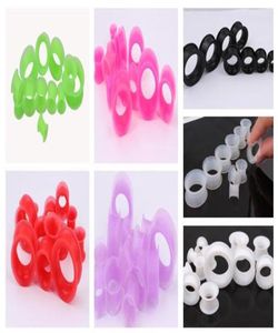Flesh tunnel 100pcslot mix 7 color top selling body jewelry silicone ear expander plug flesh tunnel gauge1196268
