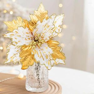 Flores decorativas shopping shopping de árvore de natal decoração de flor artificial ao ar livre de ouro realista para