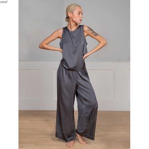 Women Pajama Suit Spring Summer Female Homewear Sets Sleeveless Crossed Back Vest Loose Trousers Two Piece Sets WLUA