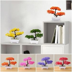 Decorative Flowers Artificial Plastic Plants Bonsai Small Tree Potted Home Bedroom Desktop Ornament Wedding Party Decor Garden Decoration