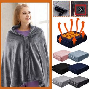 Cobertores de cobertor elétrico xale USB Wrap Operado Autofloff Ultra Soft Soft Soft Soft Flannel Cabo quente para material de carro