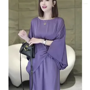 Women's Two Piece Pants Oversize 4XL Purple Short Sleeved T-Shirt Two-Piece Set Summer Bat Sleeve Top Light Luxury Wide Leg Suits Loose