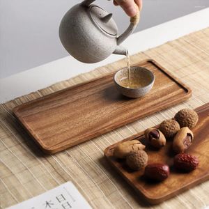 TEA TRAYS MUSOWOOD ACACIA Rektangel Träbricka Snacks Matförvaring Diskplatta Hushåll Kaffefrukost Breat för Kirchen Table