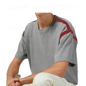 デザイナーブランドメンズプラスサイズのTシャツベーシックTシャツ高級ヨーロッパサイズTシャツカジュアルコットンジオメトリクラシックストライプスリーブ夏の織物ファブリックレターティートップス