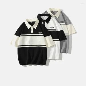 Men's Polos Japanese Splicing Summer Male Fashion Loose Clothing Brand Hong Kong Style Student Short-sleeved T-shirt POLO Shirt