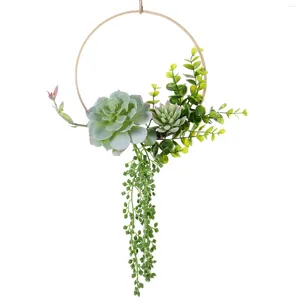 Decorative Flowers Artificial Green Plant Succulent Bamboo Ring Home Room Shopping Mall Wall Decoration Hanging Garland Scene Wreath Plants