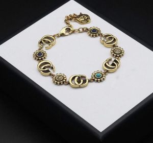Luxury Design Bangles Brand Letter Bracelet Chain Famous Women 18K Gold Plated Crystal Rhinestone Pearl Wristband Link Chain Coupl1781679