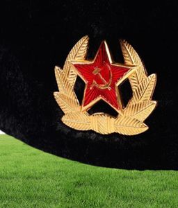 Sovyet Ordusu Askeri Rozeti Rusya Ushanka Bomber Şapkaları Pilot Tuzak Tuzağı Şapkası Kış Faux Rait Fur Earflap Erkekler Kar Caps18689552255909
