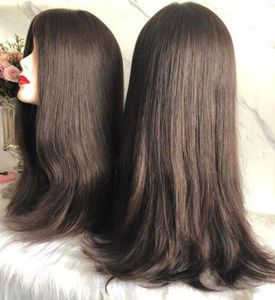 Kosher Wigs 12a Brown 4 أرقى شعر ماليزي عذراء شعر بشري حريري مستقيم غير مرئي 4x4 الحرير أعلى قاعدة يهودية