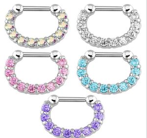 Pierścienie Studs Jewelry30pcs Rhinestone Crystal Hoops Unisex Steel CZ Septum Clicker Nose Ring Rining Body Dostawa 206536771