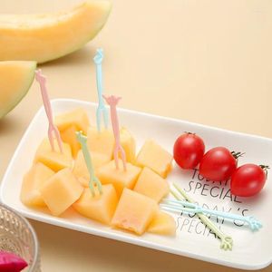 Forks 50Pcs Fruit Fork Clear Transparent Disposable Party Cake Dessert BBQ Sticks Picks Skewer Set Snack Dining Plastic